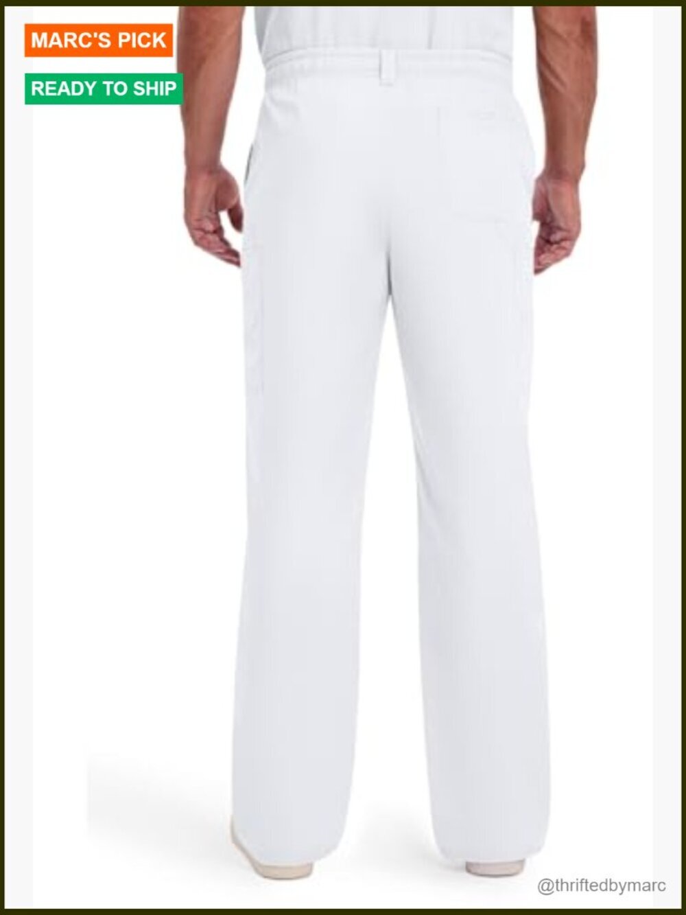 Dickies Men's Pull-On Scrub Pants with 7 Pockets Elastic Waistband - White - Picture 4 of 7